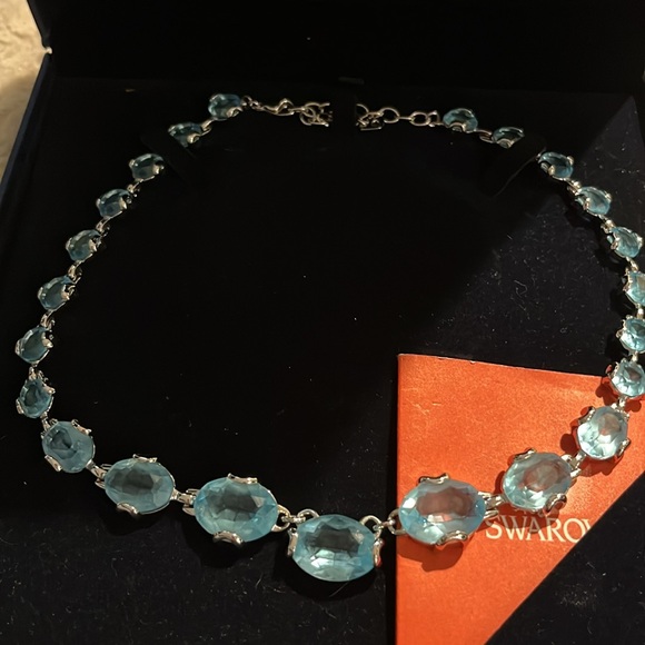 Swarovski Authentic Aquamarine Crystal Oval Chocker necklace NWOT, never worn - Picture 2 of 6